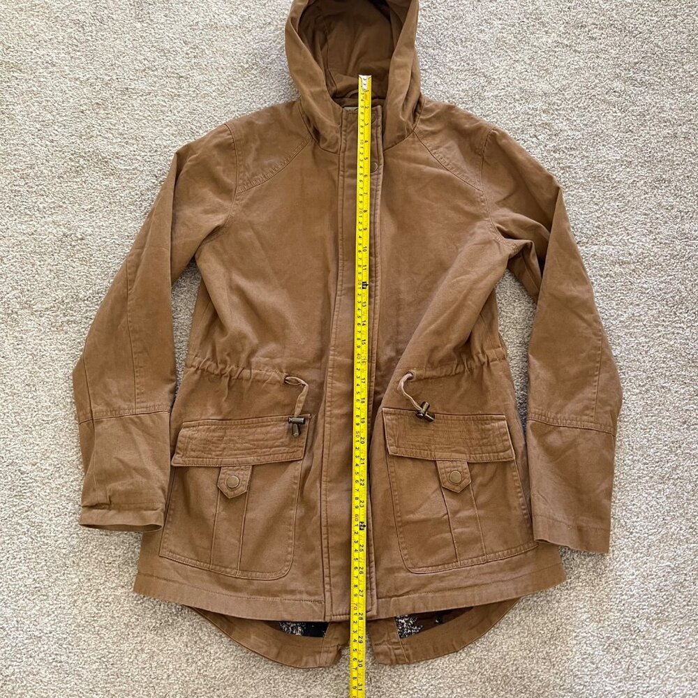 Vintage Faded Glory Hooded Utility Jacket with Drawstring Waist Aztec Lining S - Picture 9 of 11